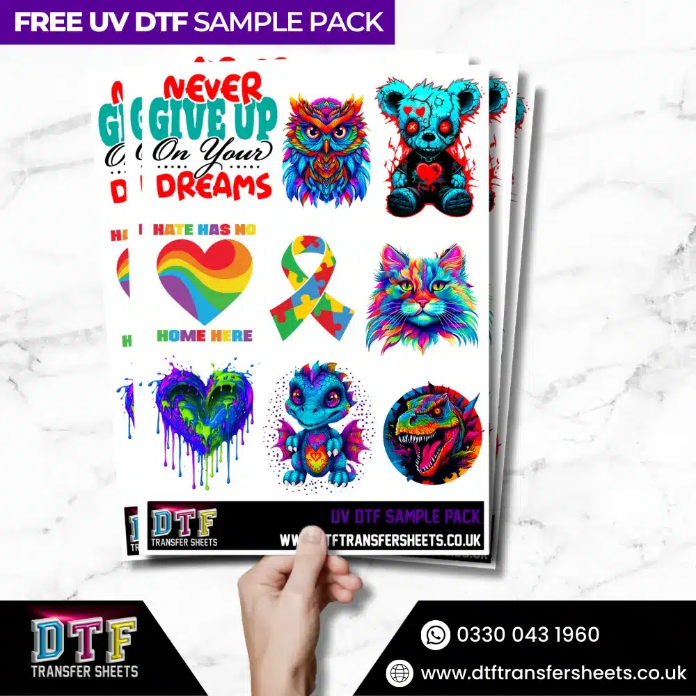 UV DTF Transfersheets FREE Sample Pack - dtftransfersheets.co.uk